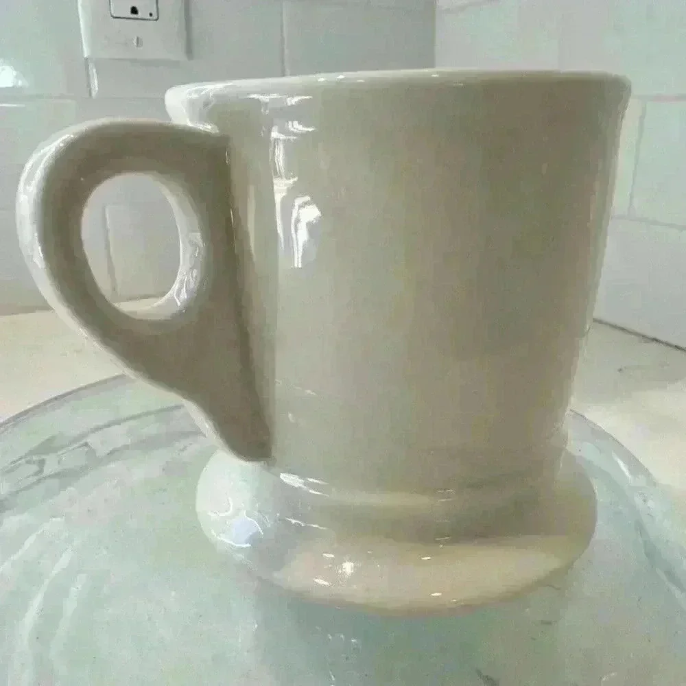 Anthropologie Letter L Initial Coffee Mug White Black Retro Shaving Cup Monogram